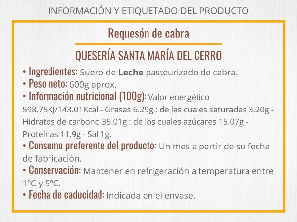 Información requesón de cabra